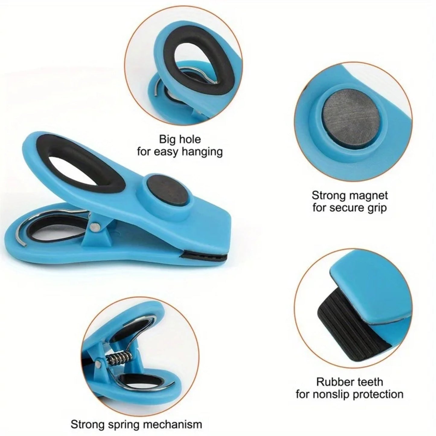10-Piece Magnetic Bag Clip Set, Multi Blue-2