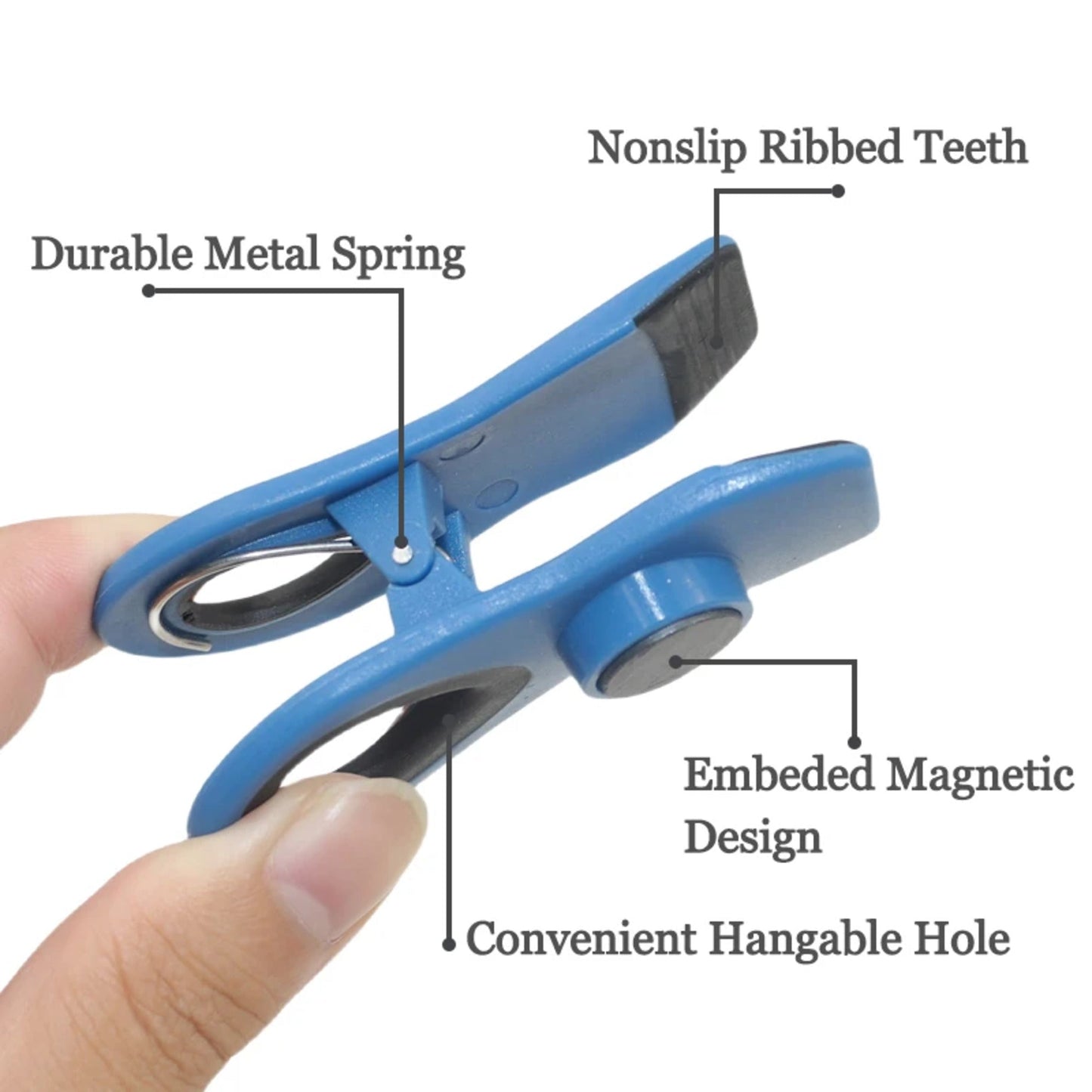 10-Piece Magnetic Bag Clip Set, Multi Blue-3