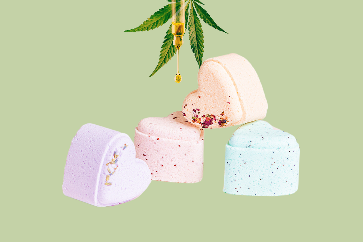 CBD - 5 Hearts Shaped Shower Steamers/ fizzies with CBD - in a Gift Box - Can be personalized. (THC free)-3
