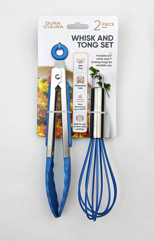2-Piece Whisk & Tong Set – Versatile and Stylish in Blue-0